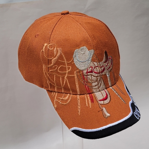 Acezone Rusty Orange Cowboy Rodeo  Cap, Hat. Embroidered Design Adjustabl Sizing - Picture 4 of 10